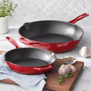 Member's Mark 2-Piece Enamel Cast Iron Skillet Set, Red