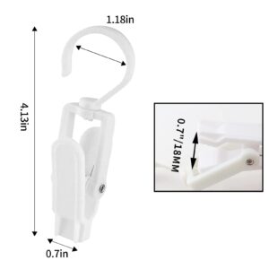 15 PCS Super Strong Plastic Clothes Pin Hooks Clip Family Travel Rotating Hanging Laundry Hooks Clip, Clothes Pins - 4.3 inches (White)