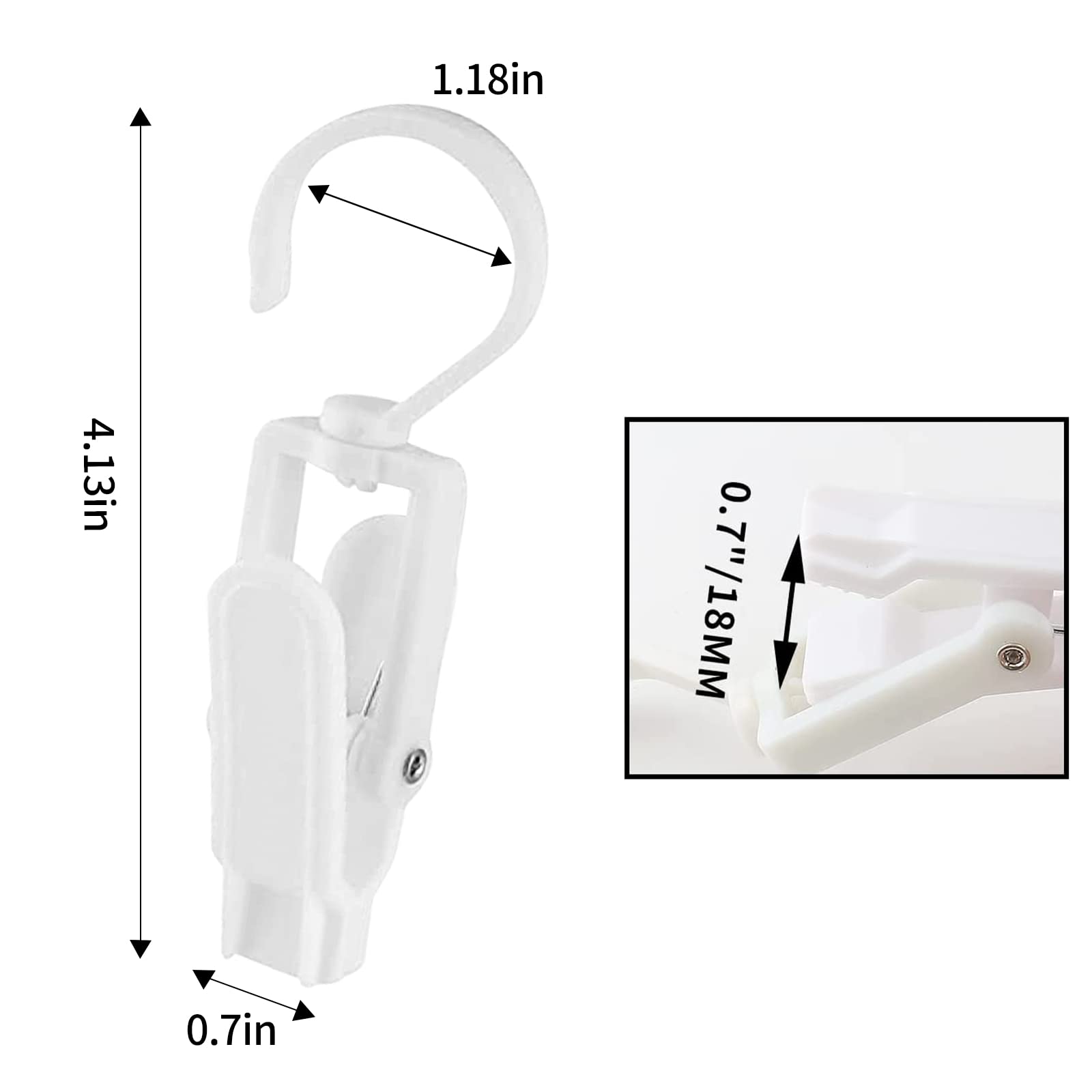 15 PCS Super Strong Plastic Clothes Pin Hooks Clip Family Travel Rotating Hanging Laundry Hooks Clip, Clothes Pins - 4.3 inches (White)