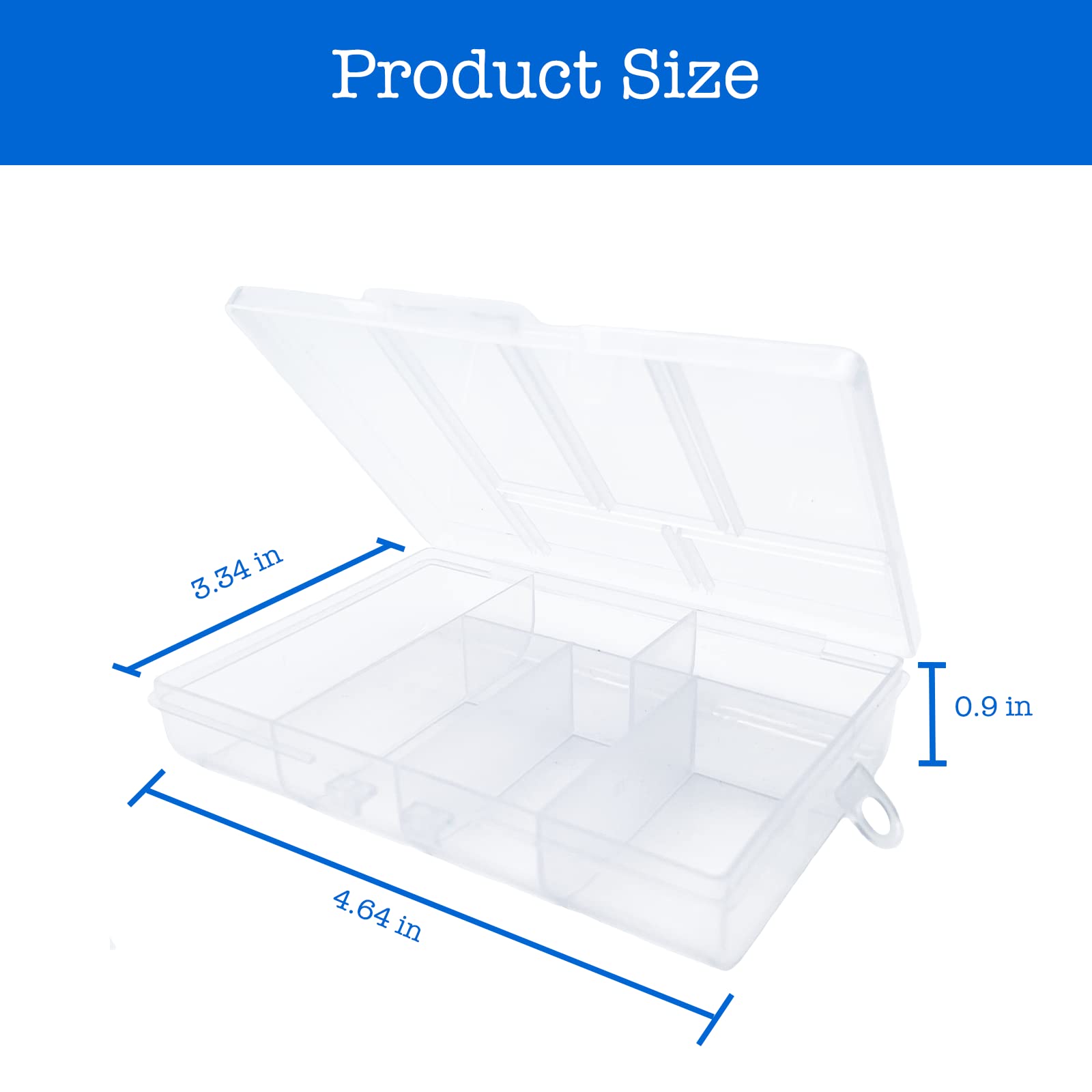 TeTeBak Plastic Organizer Box with Dividers - 2 PCS Small Plastic Container with Compartments, 6 Compartment Storage Box, Plastic Travel Organizer Box, Craft Storage Box, Jewlwey Organizer Container