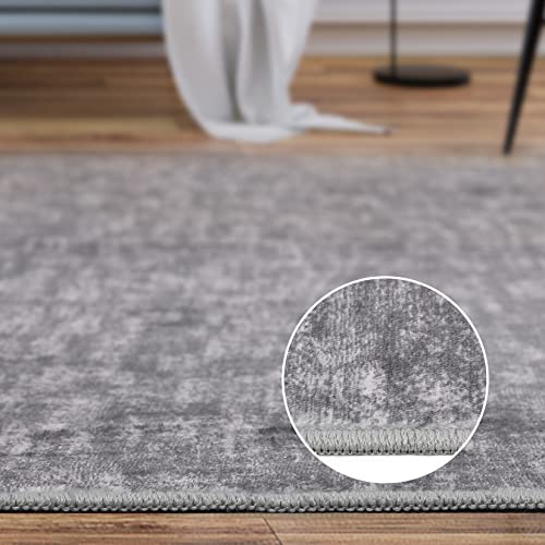 IMINROME Small Area Rug Mat Modern Solid Indoor Throw Carpet Contemporary Doormat Rug Machine Washable Low-Pile Area Rug for Living Room Bedroom Laundry, 2' x 3' Grey