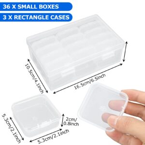 CertBuy 36 Pieces Small Plastic Storage Containers with Hinged Lids Clear Bead Organizer Box Mini Storage Cases for Storage of Beads Jewelry, Diamonds DIY Art Craft (2.16×2.16×0.79 Inch)