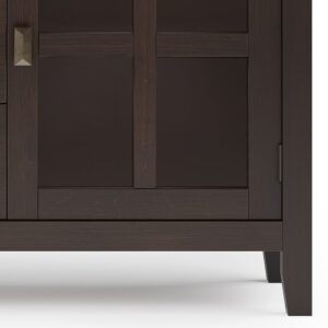 SIMPLIHOME Artisan SOLID WOOD 60 Inch Wide Contemporary Large Sideboard Buffet in Dark Chestnut Brown, For the Dining Room and Kitchen