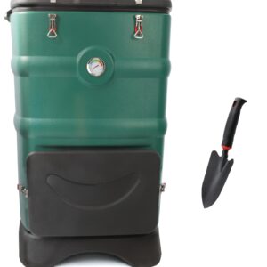 Insulated Compost Bin with Ventilation System - Quickly Composting All Year Round,A Reservoir at The Bottom Design to Collect The Leachate (Green)