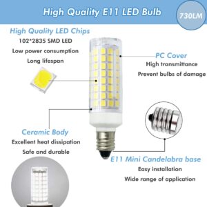 ZSSXOLED [Pack of 5] E11 LED Light Bulb 7W Dimmable E11 Mini Candelabra Base 75W Halogen Equivalent, T3/T4 JD E11 LED Corn Bulb for Indoor Chandeliers Cabinet Decorative Lighting White 6000K