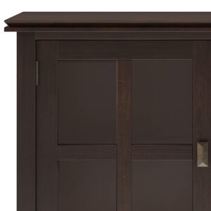 SIMPLIHOME Artisan SOLID WOOD 60 Inch Wide Contemporary Large Sideboard Buffet in Dark Chestnut Brown, For the Dining Room and Kitchen