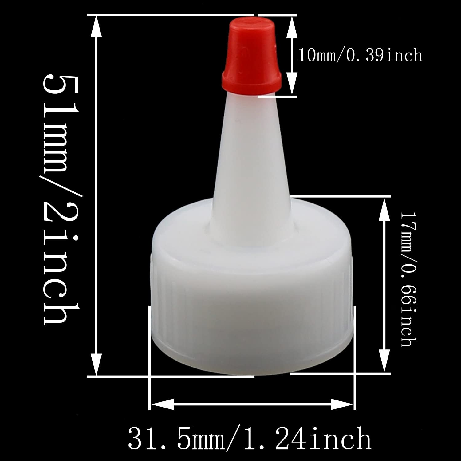 E-outstanding Red-Tip Cap 24PCS Red Plastic Pointed Mouth Bottle Caps Yorker Dispensing Caps Pointed Mouth Bottle Cap Replacement Tip Caps for Squeeze Bottle Glue Bottles Dispensing Cap