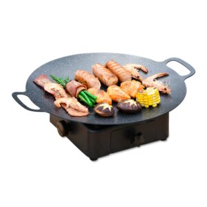 korean griddle pan, korean bbq plate barbecue grill non stick circular frying pan for home outdoor stove, non-stick coating frying pan(gas model 33cm)