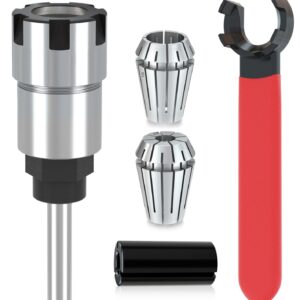 1/4 Inch Shank Router Bit Collet Extension Chuck Converter Adapter, Convert 1/2-Inch & 1/4-Inch Shank Bits with ER20 Spring Collet, Router Collet, ER20 M Type Collet Chuck Wrench Spanner -(Pack of 5)