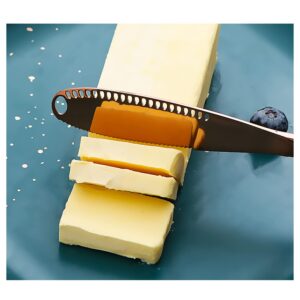 Qishing Stainless Steel Butter Spreader Knife ，Spreader Slicer and Butter Curler Knife with Serrated Edge for Cutting and Spreading Butter Cheese Jam，3 in 1 Kitchen Gadgets (2 pack)