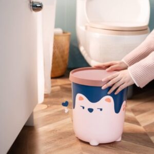 HERCHR Cute Animal Shape Trash Cans, Recycle Trash Can Wastebasket Garbage Container Bin Large Capacity Cute Bear Garbage Can for Bathrooms, Kitchen, Bedroom, Home Office(L-Pink)