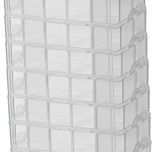 Sooyee 7 Layers Stackable Storage Container, 70 Adjustable Compartments Stackable Storage Container for Kids Toys, Art Crafts, Jewelry, Supplies, Mini Case & Letter Sticker Included,Clear