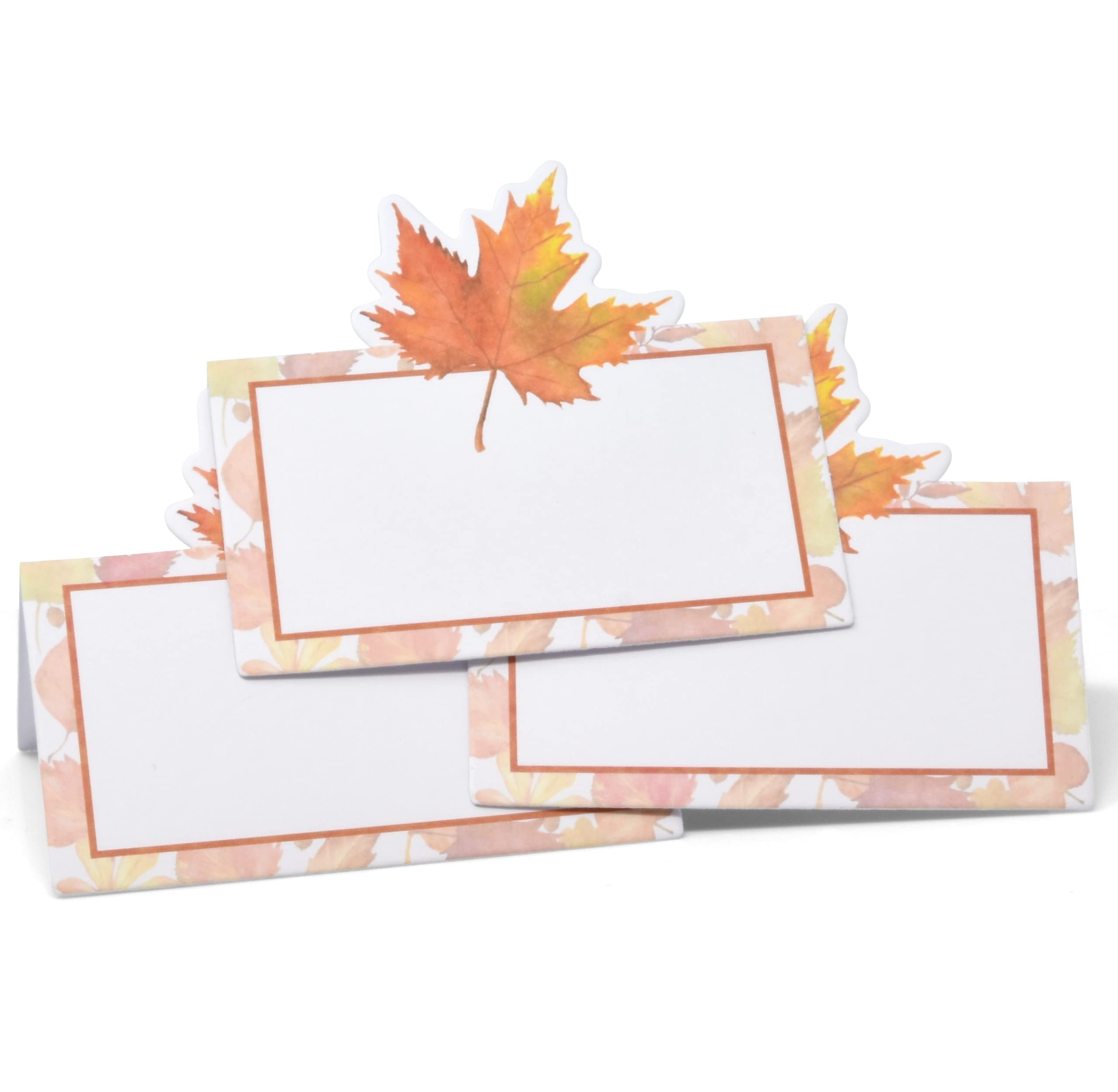 Gift Boutique 100 Pack Thanksgiving with Fall Maple Leaves Seating Harvest Name Card Table Setting Folded Paper Autumn Tent Cards for Dinner Wedding Tables Placement Party Decorations 2" x 3.5"