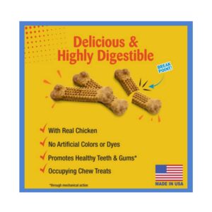 P2P Natural Edible Dog Chews Made with Real Chicken, Healthy Dental Sticks Bones Treats for Aggressive Chewers Dogs, Teeth Cleaning Fresh Breath, 22 Count Large Size/Pk, 2.16 Lb Bags(1 Pack)