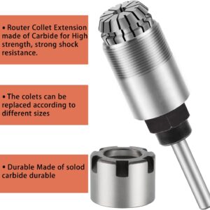 1/4 Inch Shank Router Bit Collet Extension Chuck Converter Adapter, Convert 1/2-Inch & 1/4-Inch Shank Bits with ER20 Spring Collet, Router Collet, ER20 M Type Collet Chuck Wrench Spanner -(Pack of 5)