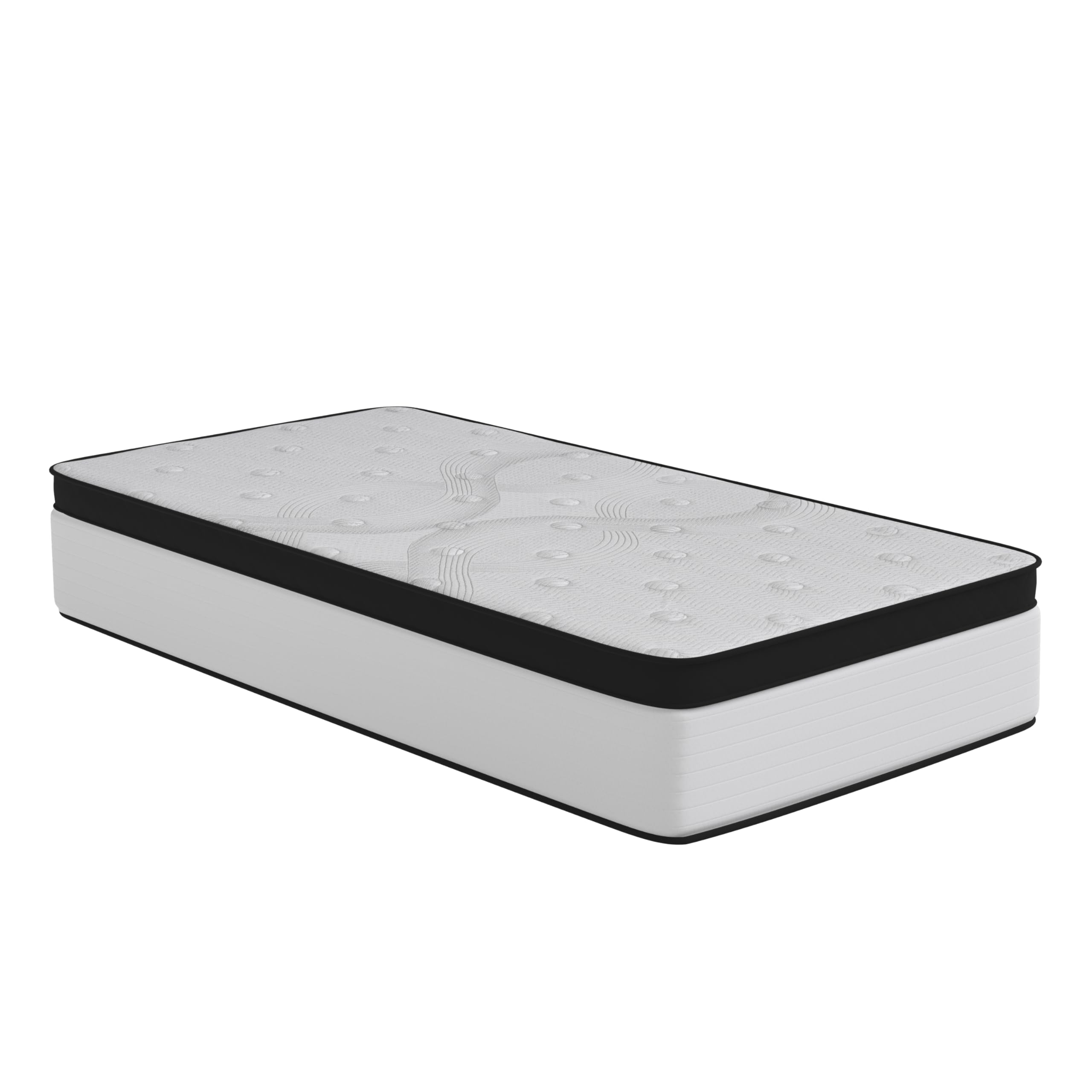 Merrick Lane Lofton Extra Firm Hybrid Mattress - White - CertiPUR-US Certified Foam - 12 Inch - Twin - Bed in A Box