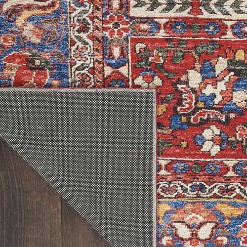 Nourison Fulton Vintage Red 5' x 7' Area Rug, Easy-Cleaning, Non Shedding, Bed Room, Living Room, Dining Room, Kitchen (5x7)