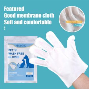 Kakalote Cleaning Glove for Dog and Cat, 6pcs Wipes Gloves for Dog and Cat Fur Face, Ear, Eye, Paws Cleaning Wipes Pet WashFree Gloves, Grooming Wipes for Pet No Rinse Thick Dog Wipes Gloves