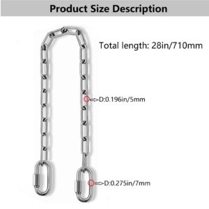 2 Stainless Steel Chains (28") Swing Chains, Heavy Duty Swing Hardware,4 Quick Connection Buckles, Indoor and Outdoor Playground Swings, hammocks, sandbags