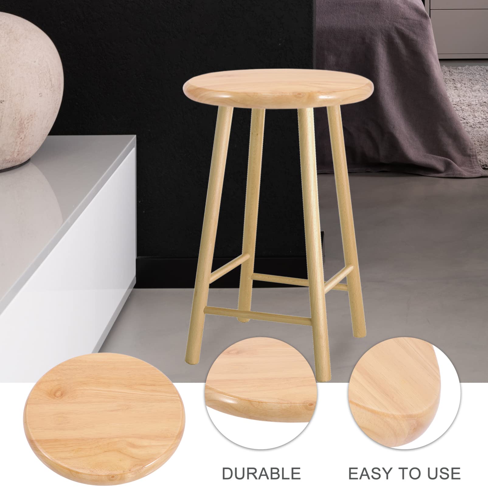 LIFKOME Wood Stool Replacement Seats Wood Round Stool Top Part for Farmhouse Kitchen Stool Bar Stools