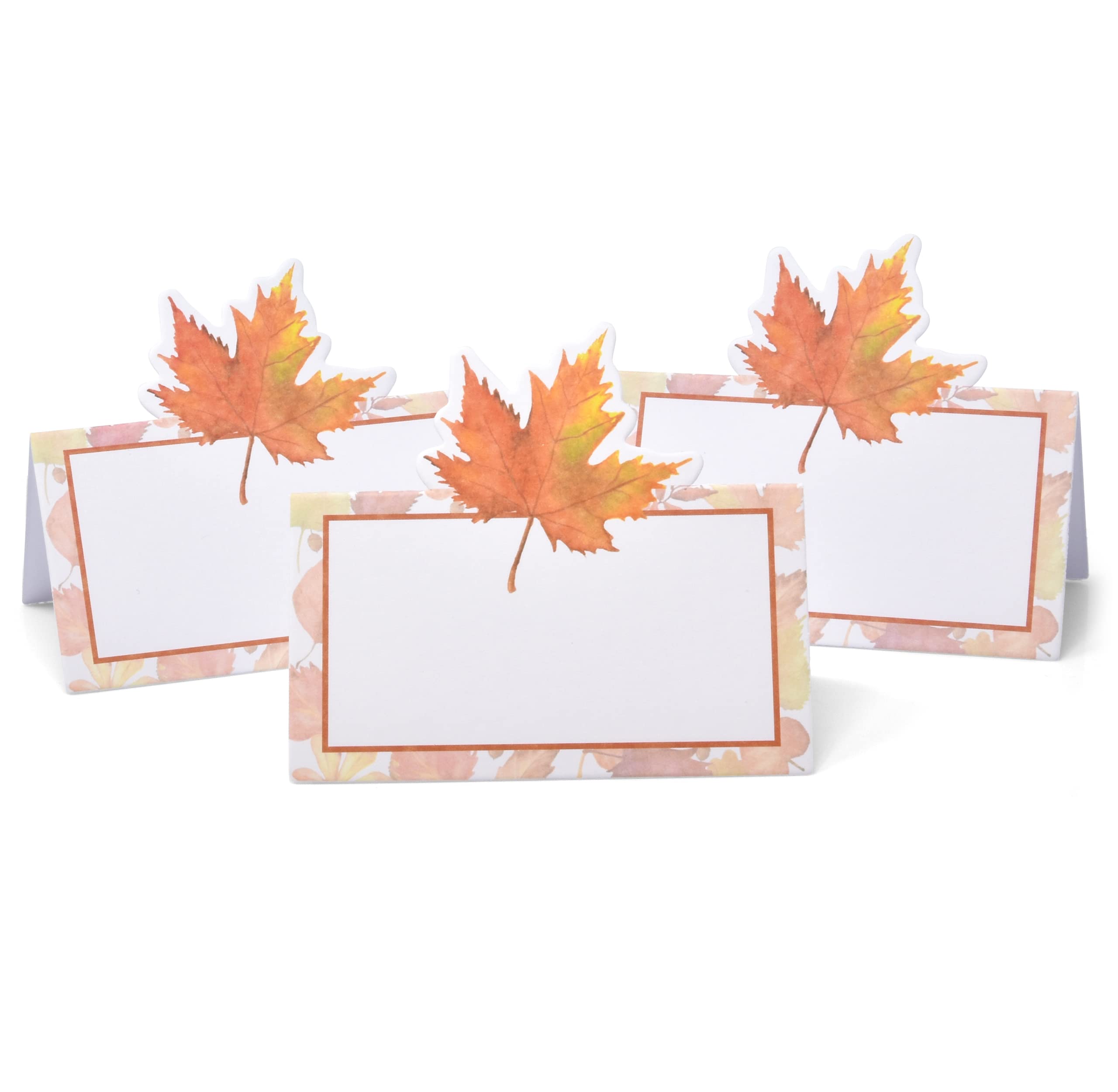 Gift Boutique 100 Pack Thanksgiving with Fall Maple Leaves Seating Harvest Name Card Table Setting Folded Paper Autumn Tent Cards for Dinner Wedding Tables Placement Party Decorations 2" x 3.5"