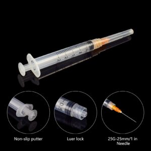 Disposable 1ml Syringe with 25Ga 1 Inch Needle, Individual Package Pack of 100 .Suitable for Refilling Liquid, Inks and Industry