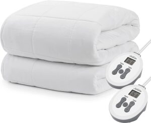 subeam premium electric heated square quilted mattress pad 12-heat settings dual zone digital controls 100% cotton top, quen (queen)