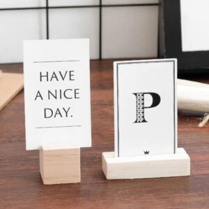 Wooden Place Card Holder, Retro Note Holder Elegant Photo Display Stand, Durable Table Number Rack Picture Holder Wedding Party Supplies(M-Dark)