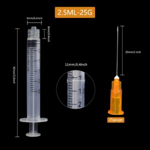 Disposable 1ml Syringe with 25Ga 1 Inch Needle, Individual Package Pack of 100 .Suitable for Refilling Liquid, Inks and Industry