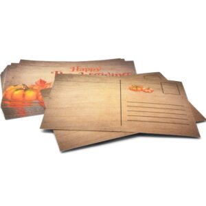 Gift Boutique 120 Pcs Happy Thanksgiving Postcards Fall Greeting Cards 4" x 6" Holiday Pumpkins Maple Leaves Design Harvest Blank Note Post Card