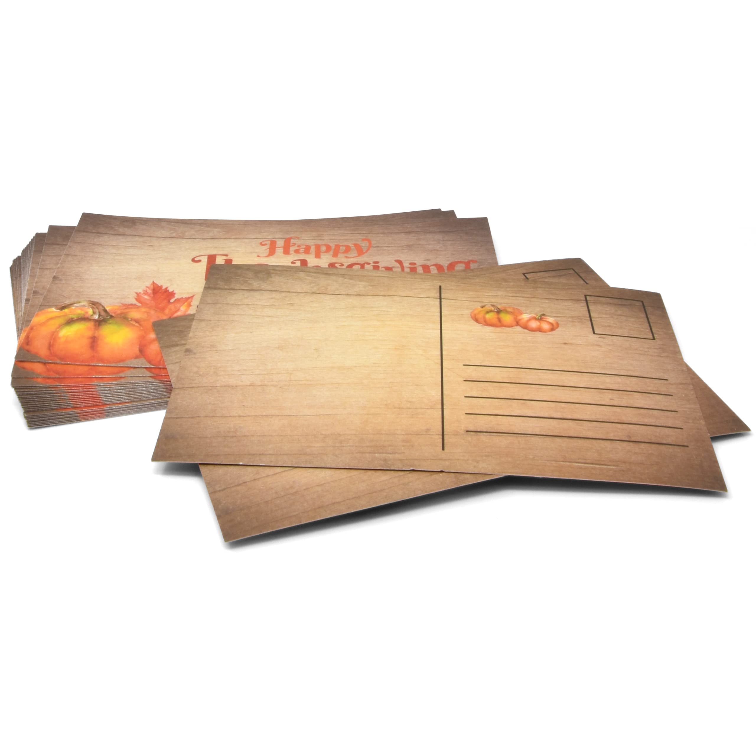 Gift Boutique 120 Pcs Happy Thanksgiving Postcards Fall Greeting Cards 4" x 6" Holiday Pumpkins Maple Leaves Design Harvest Blank Note Post Card