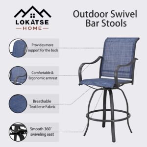 LOKATSE HOME Outdoor Swivel Bistro Stool Set of 4 for Balcony, Poolside, Backyard, Garden, Blue