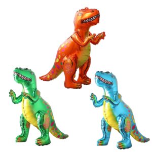 blingabc 3pack dinosaur balloons,3d tyrannosaurus dino balloon decoration for dinosaur jungle theme birthday baby shower party supplies (tyrannosaurus)