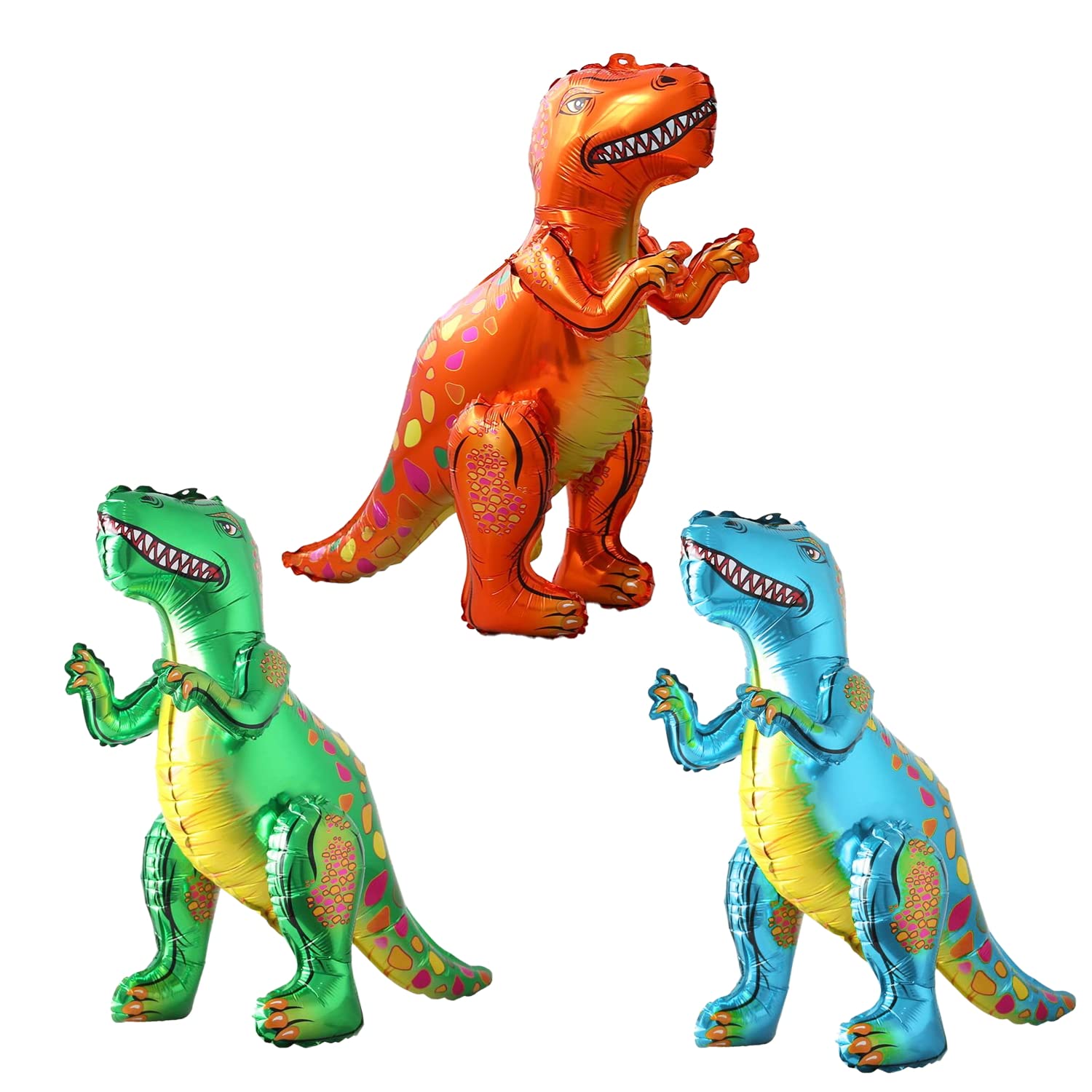 BlingABC 3Pack Dinosaur Balloons,3D Tyrannosaurus Dino Balloon Decoration for Dinosaur Jungle Theme Birthday Baby Shower Party Supplies (Tyrannosaurus)