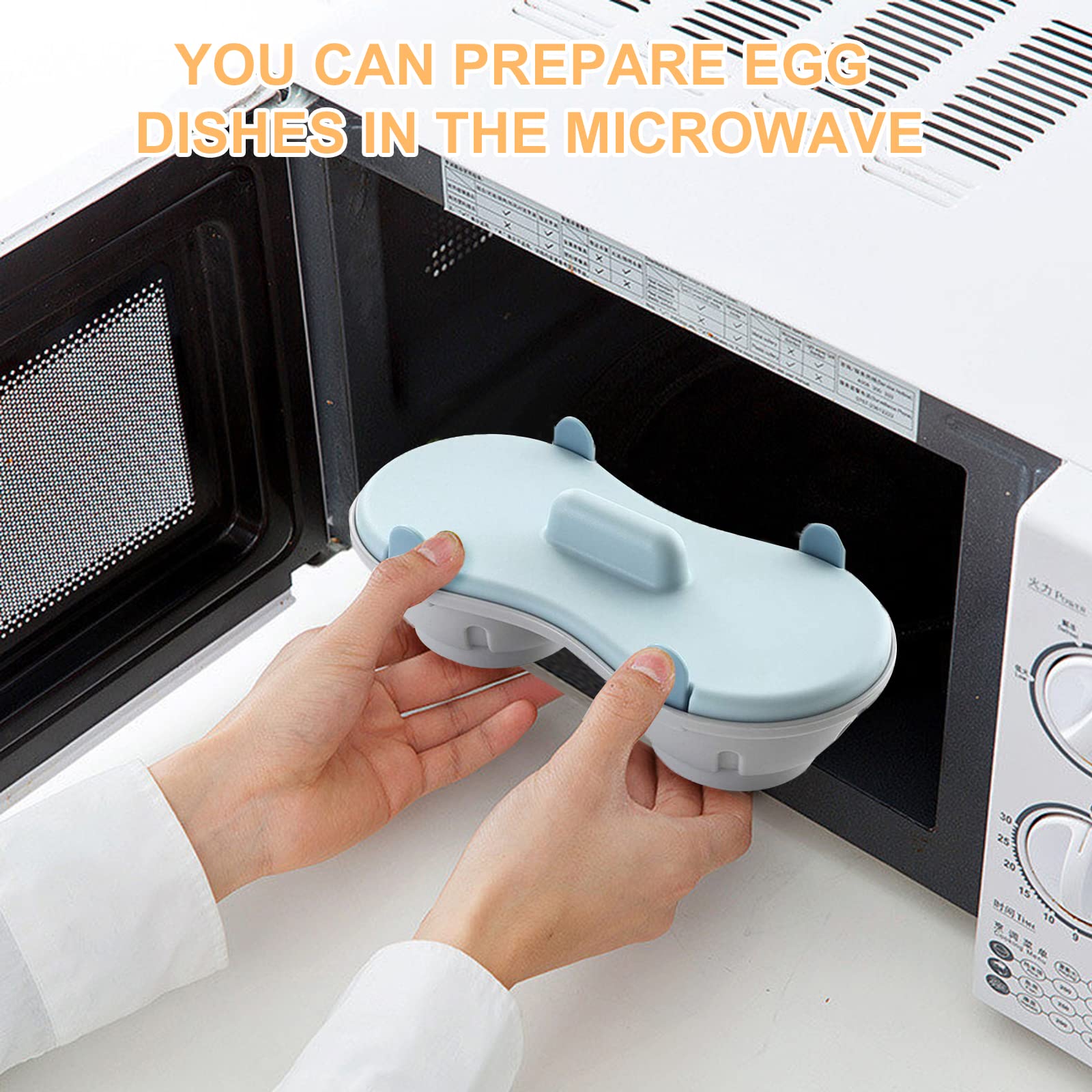 Egg Poacher Microwave Egg Cooker, 2 Cavity Edible Silicone Double Drain Poached Egg Cups, Microwave Egg Poacher Kitchen Cooking Gadgets