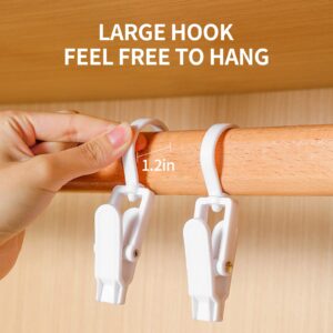 15 PCS Super Strong Plastic Clothes Pin Hooks Clip Family Travel Rotating Hanging Laundry Hooks Clip, Clothes Pins - 4.3 inches (White)