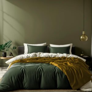 white classic dark green duvet cover queen size, microfiber duvet cover with zipper, duvet cover set with 2 pillow shams, luxury soft comforter cover queen size, 90 x 90 | comforter not included