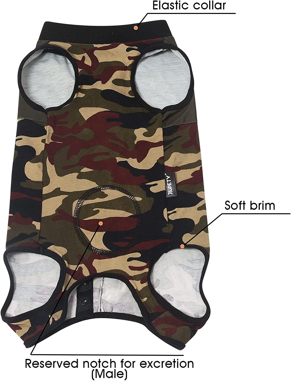 Jiupety Dog Surgical Recovery Suit Adjustable, Not Fit Slim and Long Body, Dog Suit for Surgery Recovery, M Size, Anti-Licking Surgical Dog Onesies, Camo.