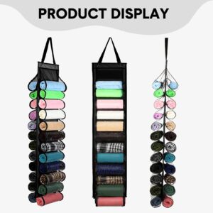 Boao 4 Pack Legging Organizer for Closet Legging Storage Hanger Hanging with 24 Compartments Hanging Legging Holder Organizer T Shirts Clothes Roll Holder for Yoga Leggings Clothes Roll