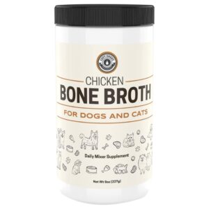 8oz chicken bone broth powder for dogs and cats – premium human grade chicken broth topper for picky eaters –supports joints and gut health – bone broth for cats - dog food toppers for dry food