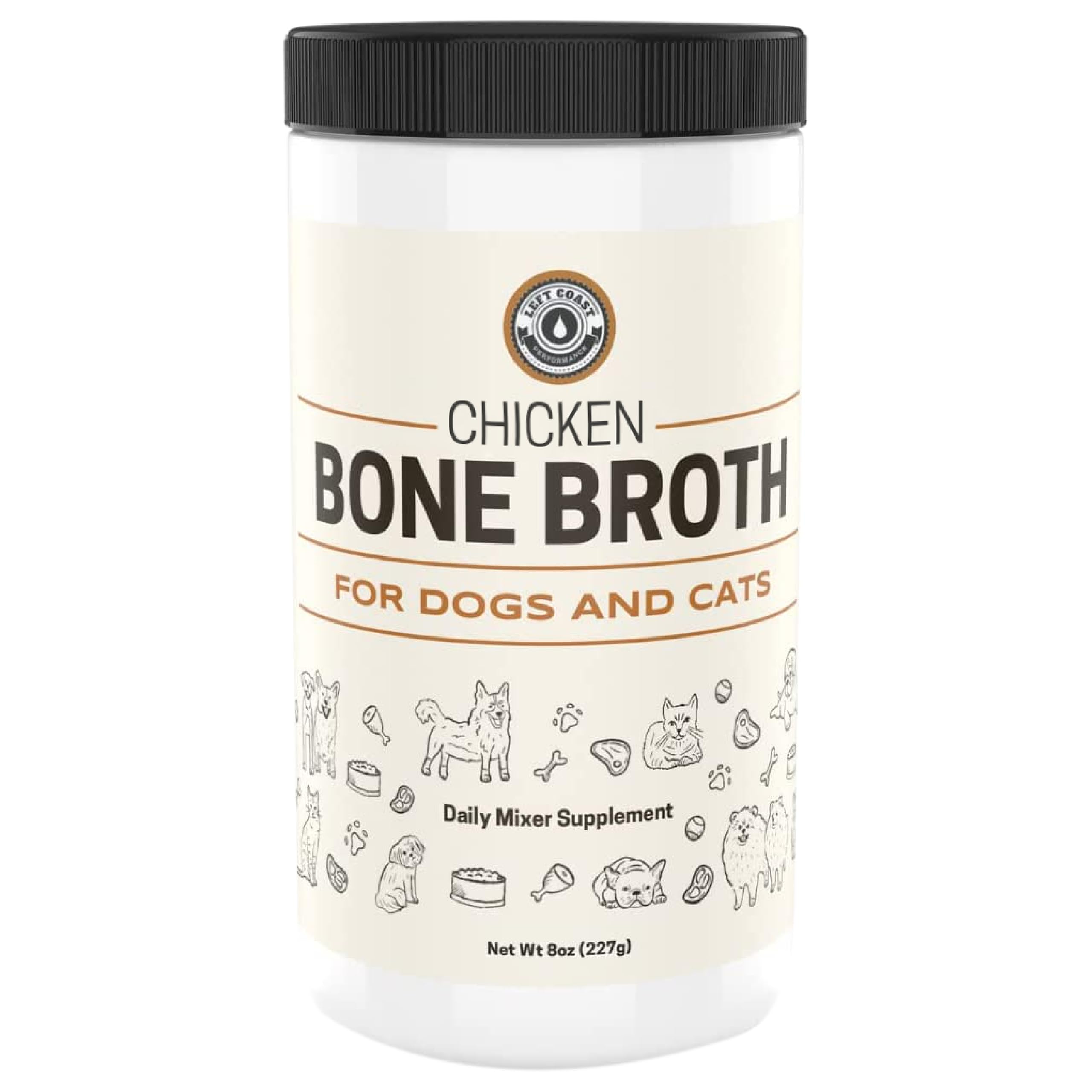 8oz Chicken Bone Broth Powder for Dogs and Cats – Premium Human Grade Chicken Broth Topper for Picky Eaters –Supports Joints and Gut Health – Bone Broth for Cats - Dog Food Toppers For Dry Food