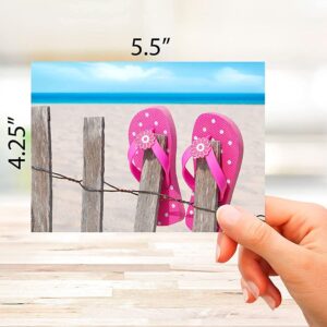 Small World Greetings Beach Note Cards 24 Count - Blank Inside with Envelopes - A2 Size (5.5" x 4.25") - Perfect All Occasion Beach Stationery for Thank You, Birthday, and More