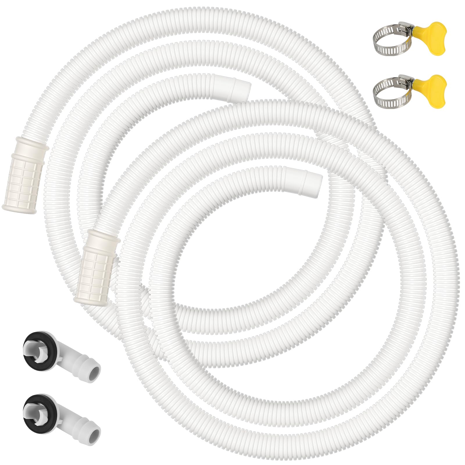 Kerykwan 2 Pack 5 FT Air Conditioner Drain Hose Kit, Plastic Tube for AC Condensate, Flexible&Durable Drain Hose for Mini Split AC&Portable AC Washer Dishwasher Faucet