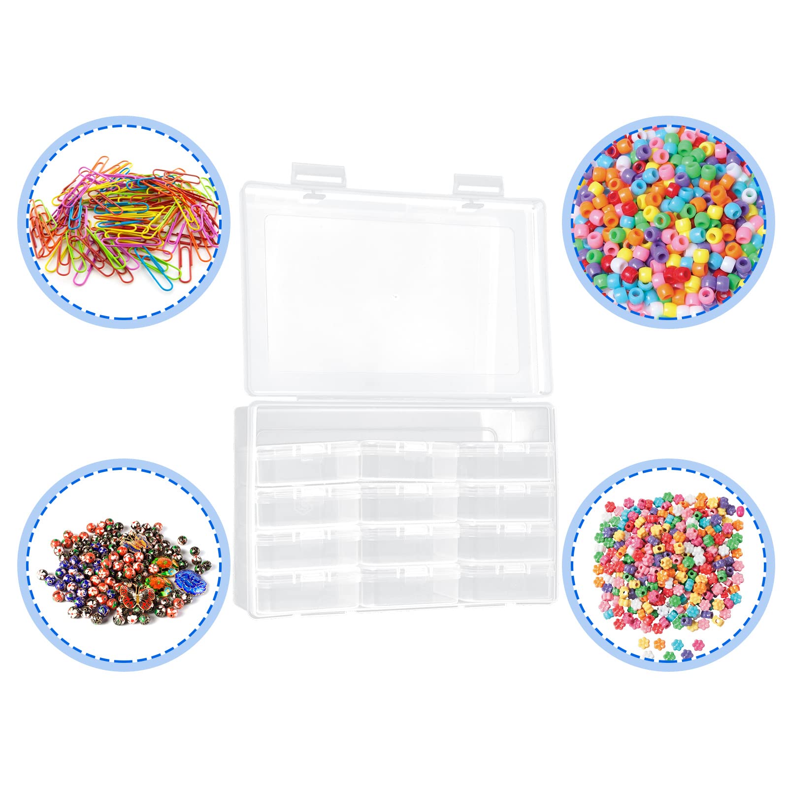 CertBuy 36 Pieces Small Plastic Storage Containers with Hinged Lids Clear Bead Organizer Box Mini Storage Cases for Storage of Beads Jewelry, Diamonds DIY Art Craft (2.16×2.16×0.79 Inch)