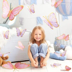 Outus 48 Pcs Christmas Butterfly Party Decoration Butterfly Baby Shower Centerpieces for Tables Large Paper Butterfly Table Toppers Centerpieces Wall Decor for Birthday Party Supplies(Pink, Purple)