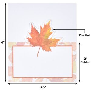 Gift Boutique 100 Pack Thanksgiving with Fall Maple Leaves Seating Harvest Name Card Table Setting Folded Paper Autumn Tent Cards for Dinner Wedding Tables Placement Party Decorations 2" x 3.5"