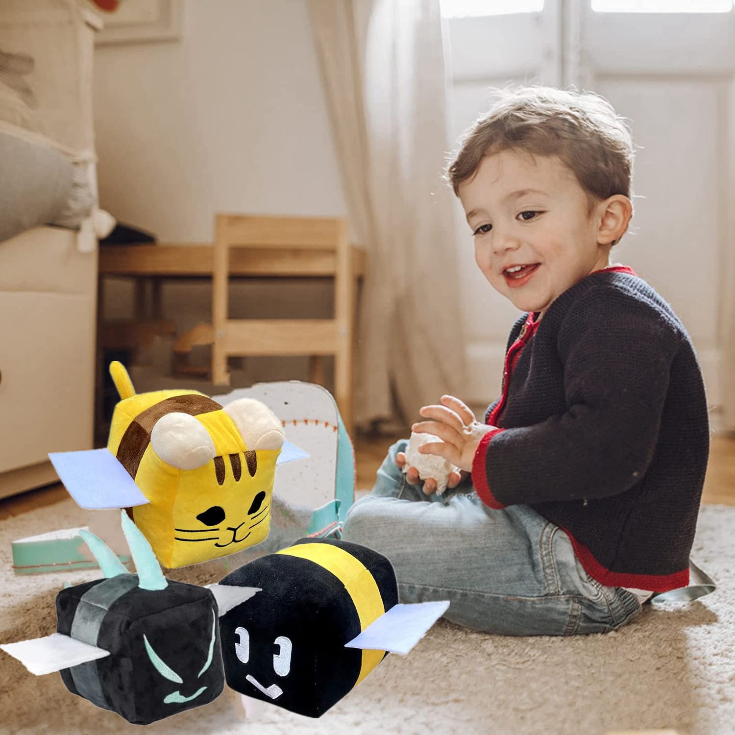 WZGHXL Bee Plush Toy -Bee Stuffed Animal - 7"/18cm Bee Plush Pillow - Gift for Boys, Girls, Bee Fans and Fans 3pcs (A)