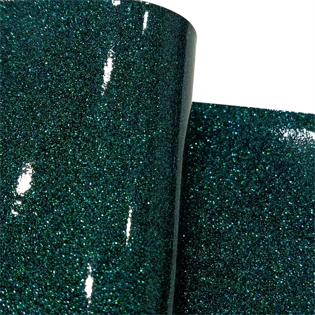 Mirror Glitter Faux Leather Rolls 30x135cm Smooth Synthetic Crafts Fabric for DIY Sewing Crafts, Cyan