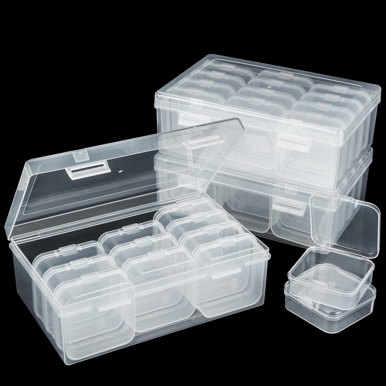 CertBuy 36 Pieces Small Plastic Storage Containers with Hinged Lids Clear Bead Organizer Box Mini Storage Cases for Storage of Beads Jewelry, Diamonds DIY Art Craft (2.16×2.16×0.79 Inch)