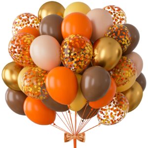 bbeipulas 83pcs fall balloon arch kit 12inch fall color balloons burnt orange and metallic gold balloons for fall baby shower decorations thanksgiving decorations